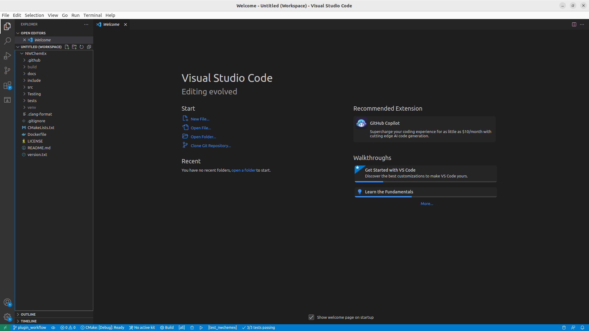View of VSCode with the explorer pane open.