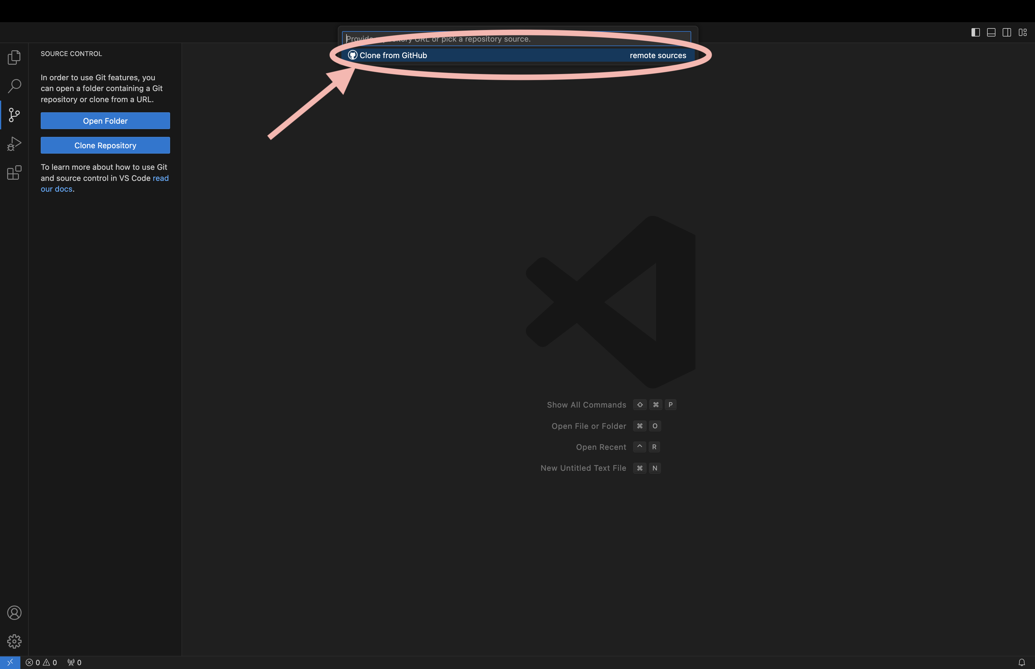 Step 3. Click "Clone from Github".