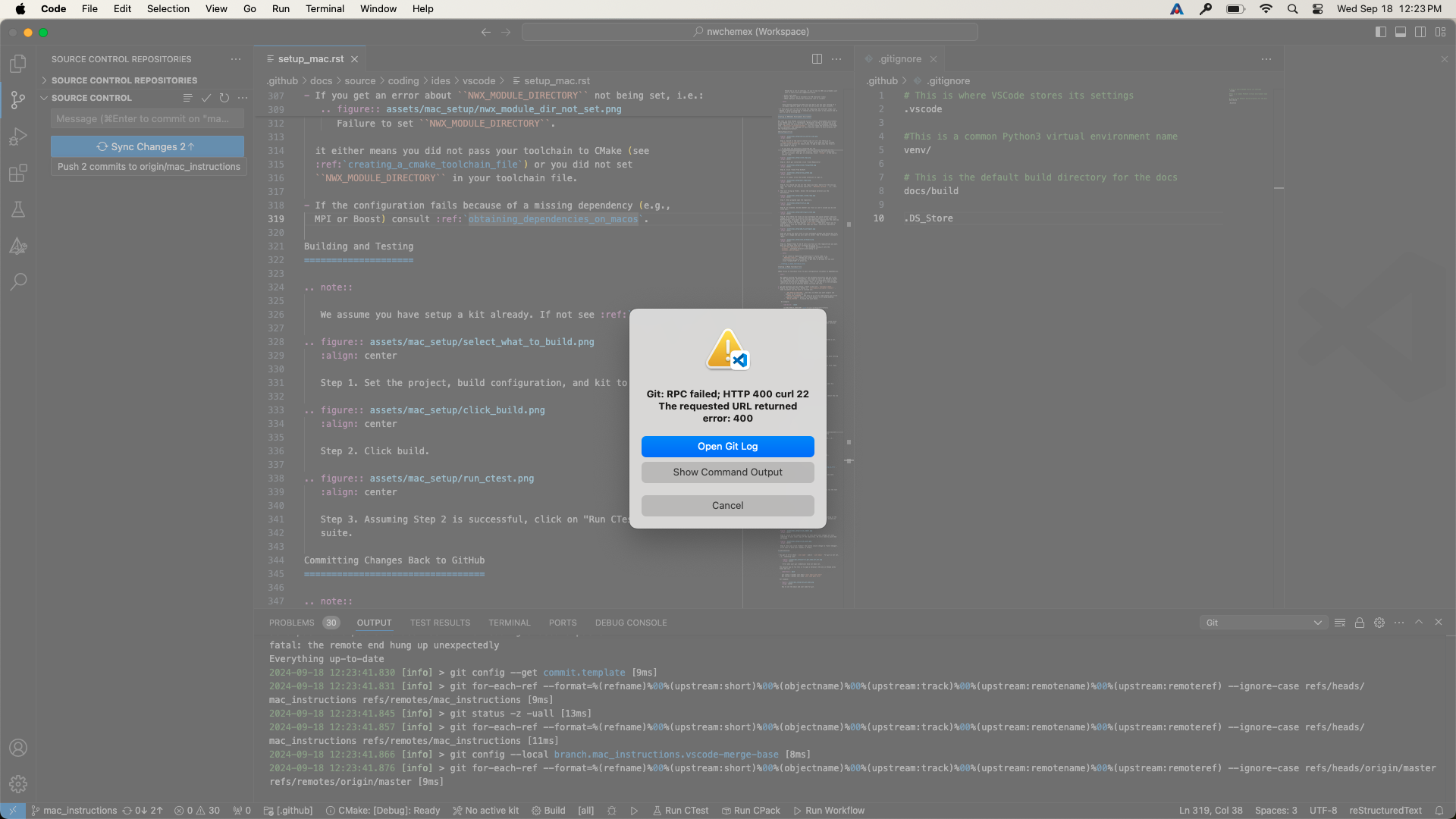 Cryptic error when synchronizing.