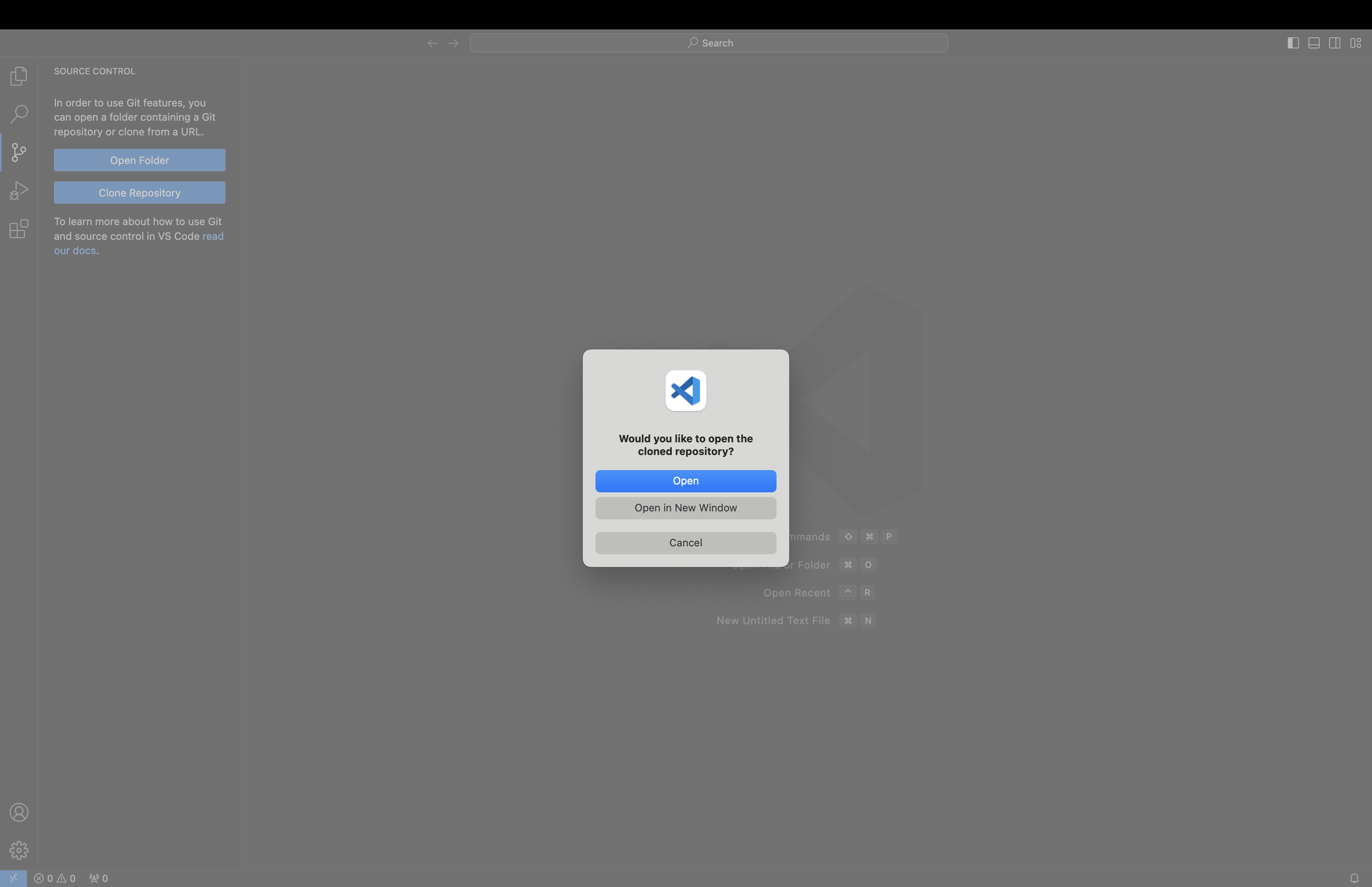 Step 7. When prompted open the repository.
