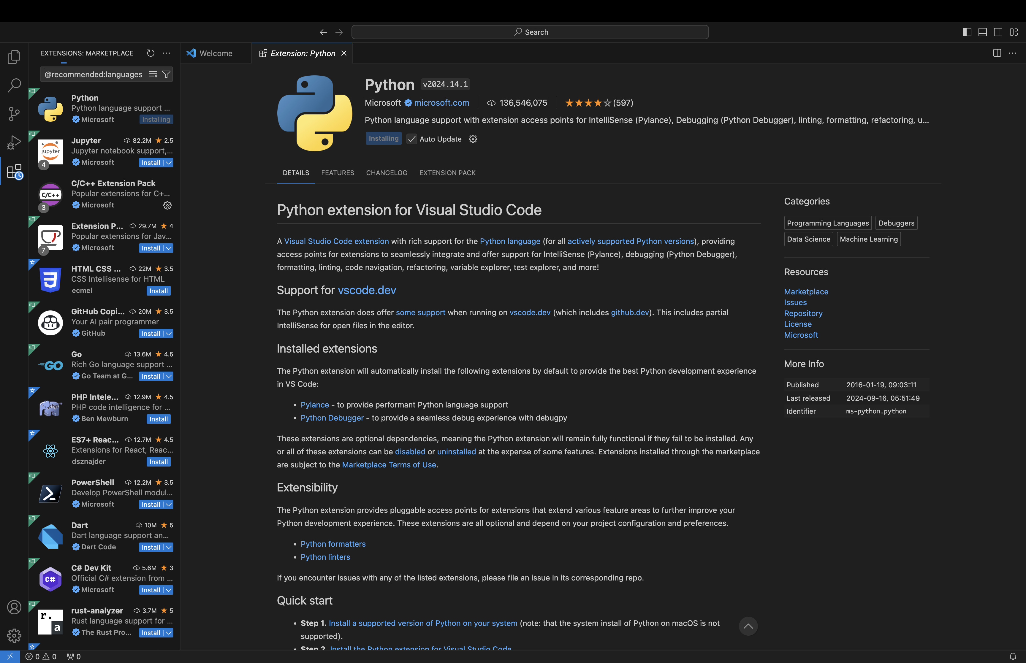 Install the Python extension.