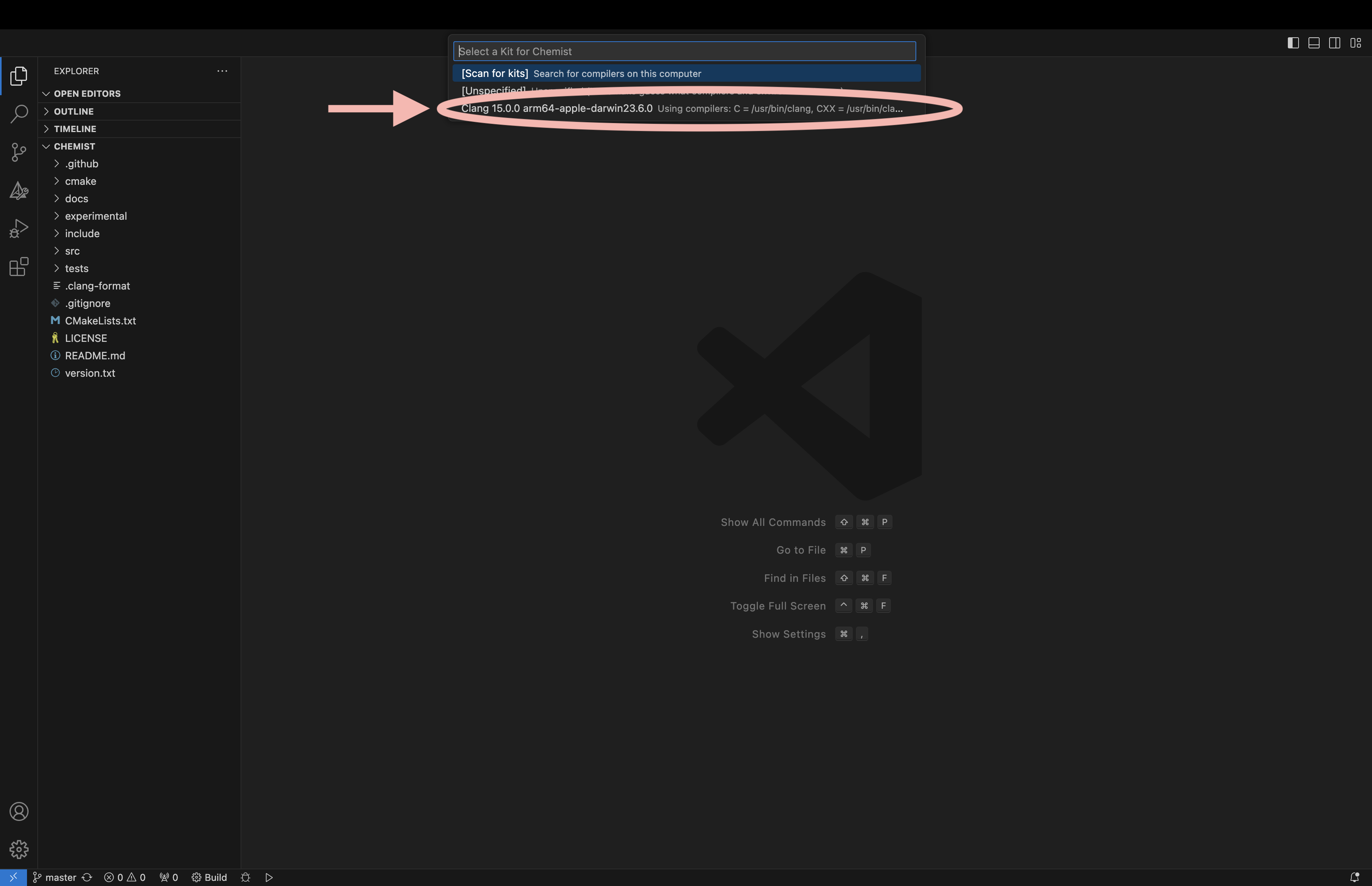 Step 2. Select `Clang <version goes here>`.