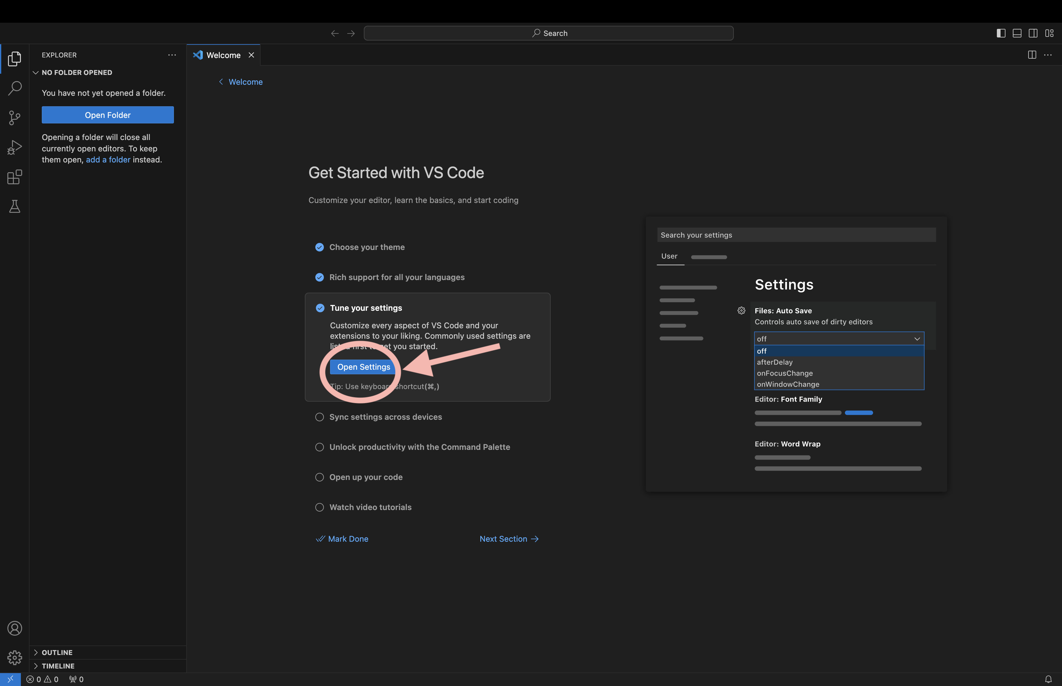 Tune VSCode's settings to your liking.
